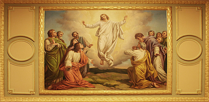 a portrait of Jesus appearing to the remaining eleven apostles after the resurrection.