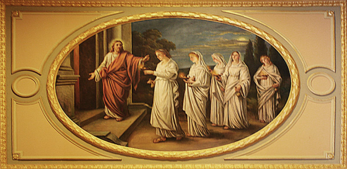 a portrait of five wise virgins as described in St. Matthew's Gospel
