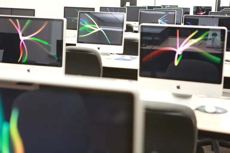 Rows of computers in a lab