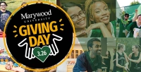 graphic with giving day logo and pictures of students behind it