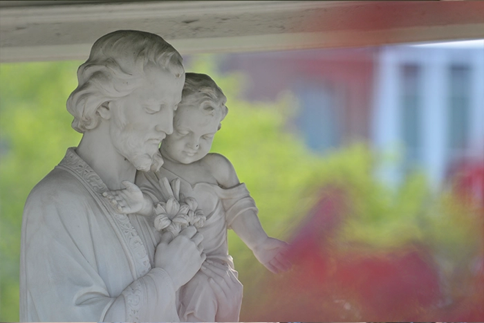 A statute of St. Joseph and baby Jesus