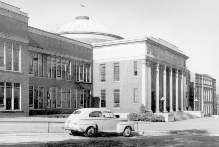 a black and white picture of the arts building from 1928
