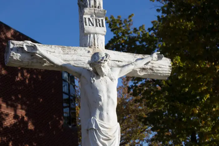 a statute representing the crucifixtion of Jesus