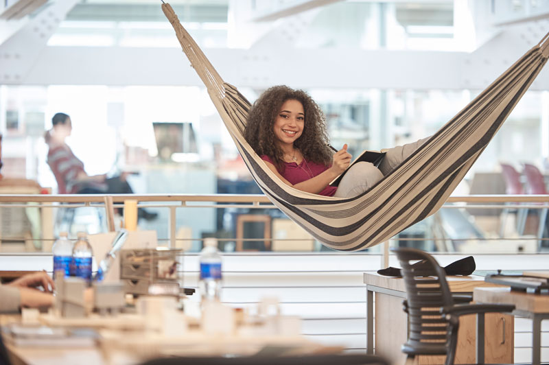 Niah Wilcox lounging in a hammock